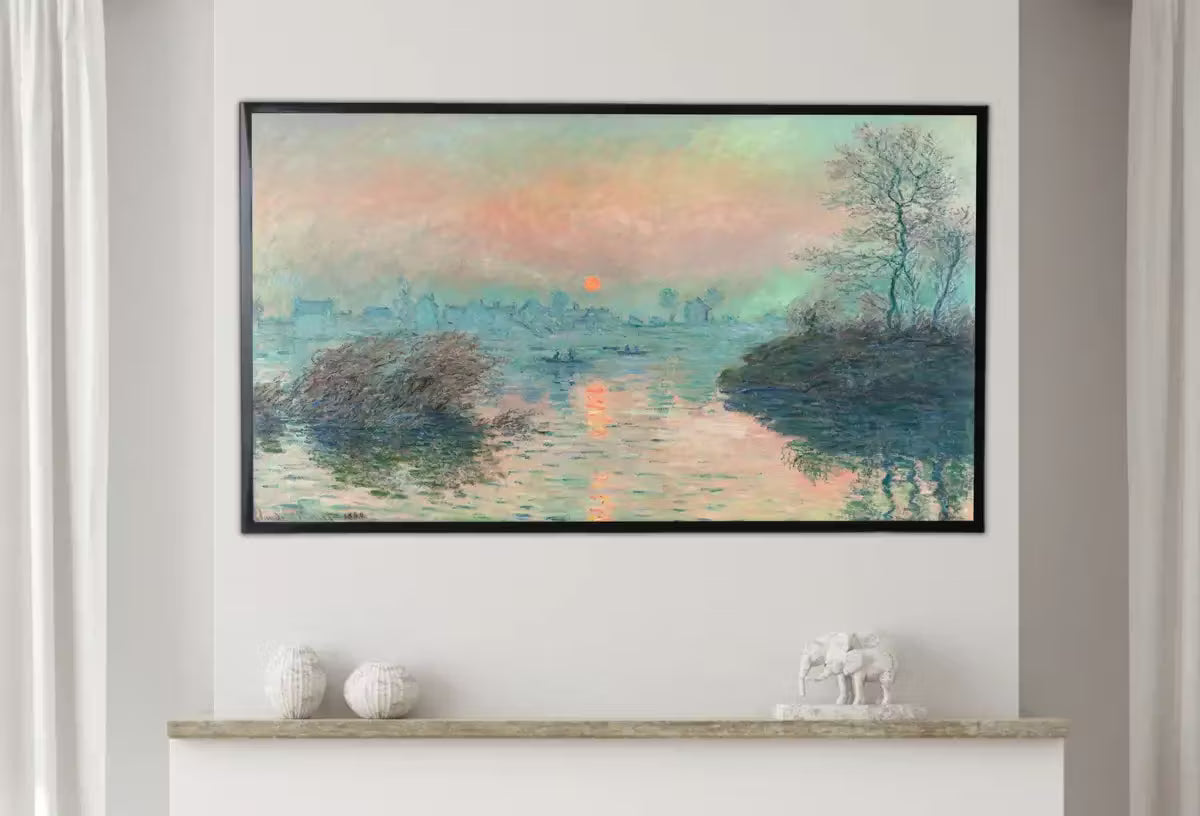 Samsung Frame TV Art 4K Monet Sunset on the Seine Famous Painting. Instant Download Vintage Art for Samsung Frame TV. Claude Monet TV Art – Frame TV Art Set