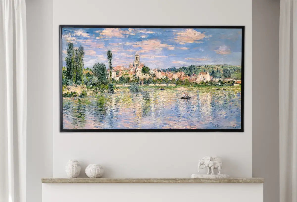 Detail view of artwork from Samsung Frame TV Art 4K Monet Vétheuil in Summer Famous Painting. Instant Download Vintage Art for Samsung Frame TV. Claude Monet Art for TV. (variation 2)