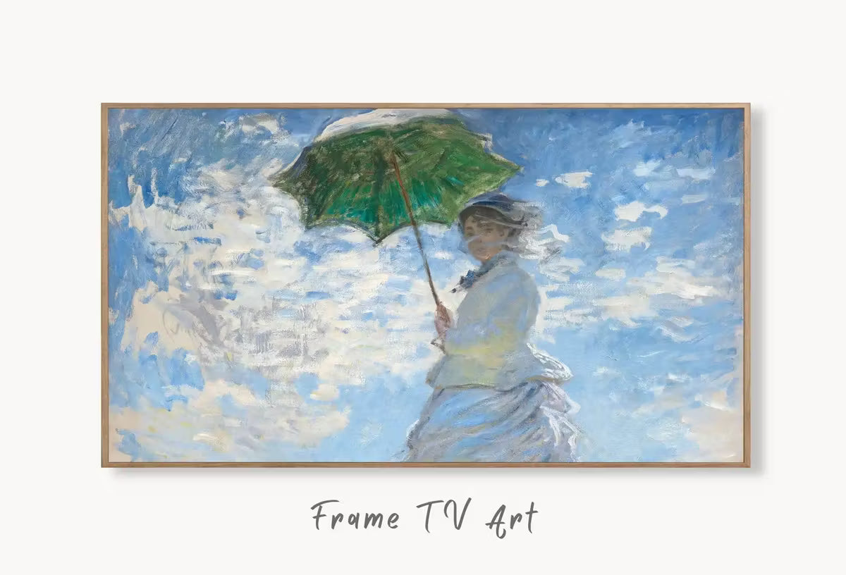 Samsung Frame TV Art 4K Monet Woman with a Parasol Famous Painting. Instant Download Vintage Art for Samsung Frame TV. Claude Monet TV Art – Frame TV  Art