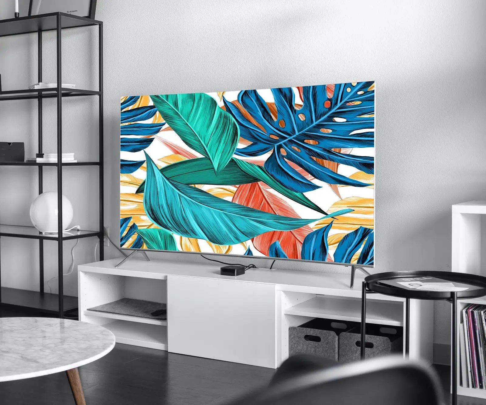 Included artwork preview showing first selection of artworks from Samsung Frame TV Art 4K Monstera and Palm Leaf Wall Art. Instant Download Colorful Botanical Leaves Painting Tropical Art for the Frame TV.
