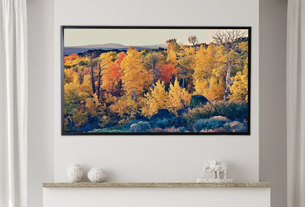 Detail view of artwork from Samsung Frame TV Art 4K Mountain Forest in Autumn Landscape Digital Painting. Instant Download Fall Art for the Samsung Frame TV. Art for TV. (variation 2)