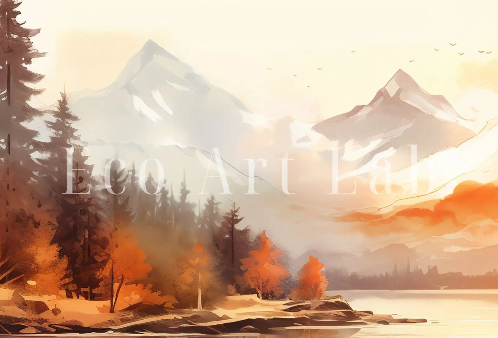 Samsung Frame TV Art 4K Mountain Forest & River Fall Landscape Painting. Instant Download Forest Art for Samsung Frame TV. Art for TV – Frame TV Digital Download Art – Digital Download