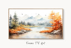 Samsung Frame TV Art 4K Mountain Lake & Forest Fall Landscape Painting. Instant Download Forest Art for Samsung Frame TV. Art for TV – Frame TV  Art
