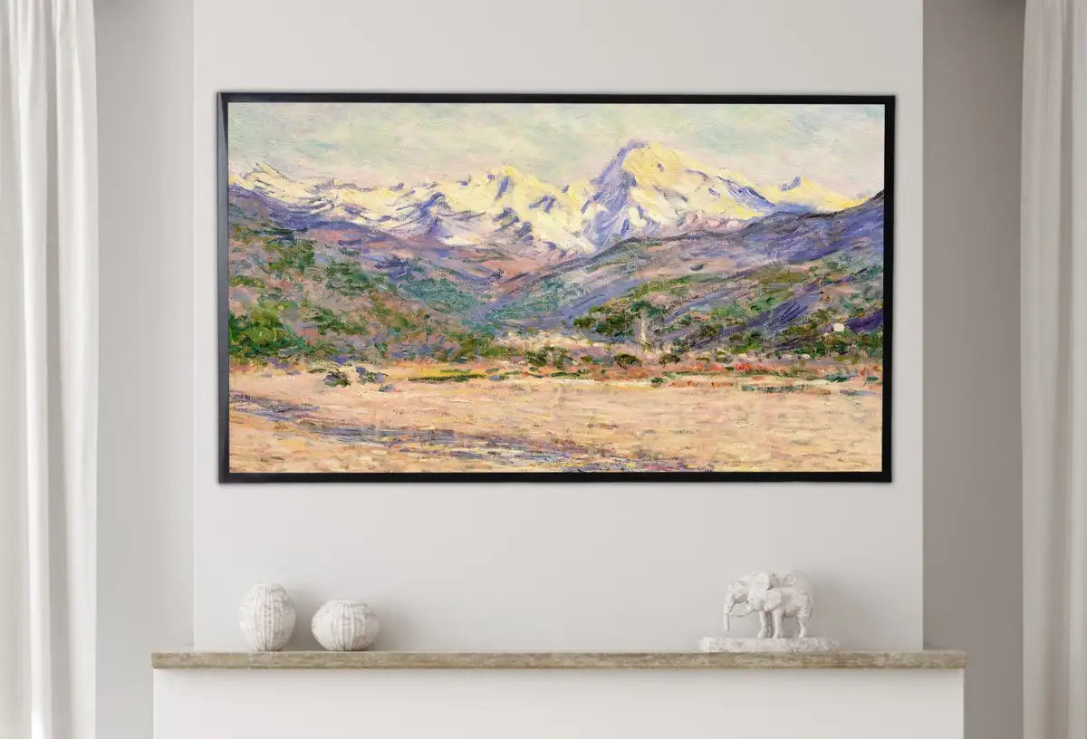 Detail view of artwork from Samsung Frame TV Art 4K Mountain Landscape Famous Claude Monet Painting. Instant Download Landscape Wall Art for Frame TV. Vintage Wall Art. (variation 2)