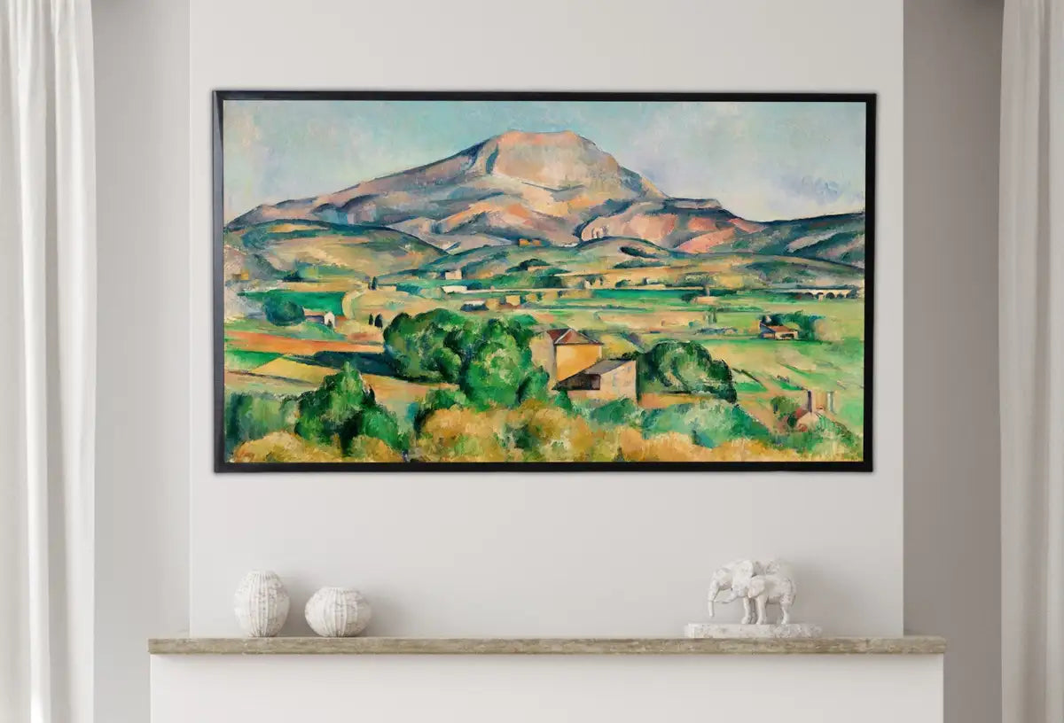 Detail view of artwork from Samsung Frame TV Art 4K Mountain Landscape Famous Paul Cézanne Painting. Instant Download Landscape Wall Art for Frame TV. Vintage Wall Art. (variation 2)
