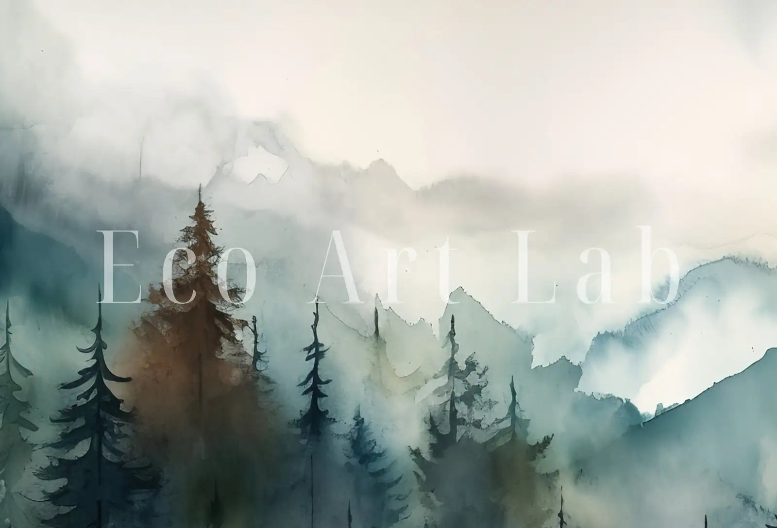 Art pour Samsung Frame TV - Forêt de pins en montagne en 4K : Téléchargement instantané d’une peinture de paysage forestier pour Samsung Frame TV.