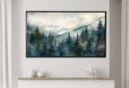 Art pour Samsung Frame TV - Forêt de pins en montagne en 4K : Téléchargement instantané d’une peinture de paysage forestier pour Samsung Frame TV.