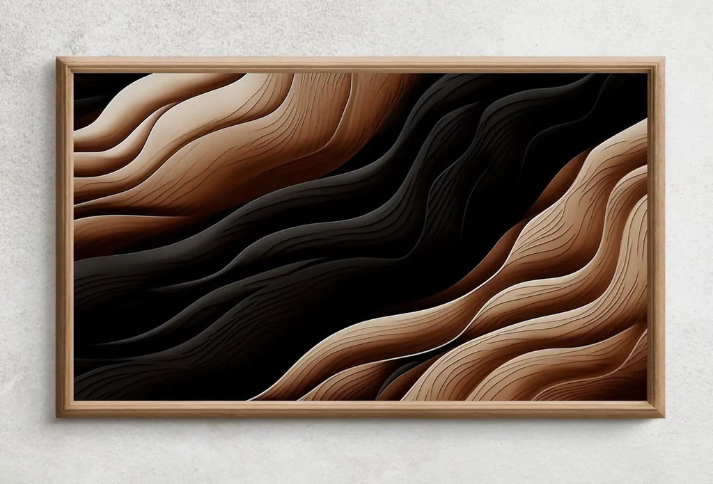 Samsung Frame TV Art 4K Neutral Minimalist Abstract Modern Art. Beige & Black 3D Texture Art. Abstract Pattern Instant Download Art for TV – Frame TV  Art