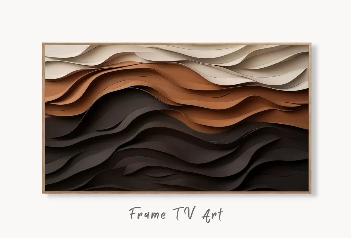 Samsung Frame TV Art 4K Neutral Minimalist Abstract Modern Art. Beige & Black 3D Texture Art. Abstract Pattern Instant Download Art for TV – Frame TV  Art