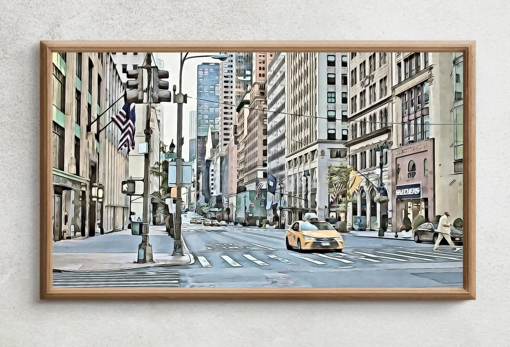 Detail view of artwork from Samsung Frame TV Art 4K New York City 5th Avenue Wall Art Urban Decor. Instant Download New York Digital Painting for Frame TV. Art for TV. (variation 2)