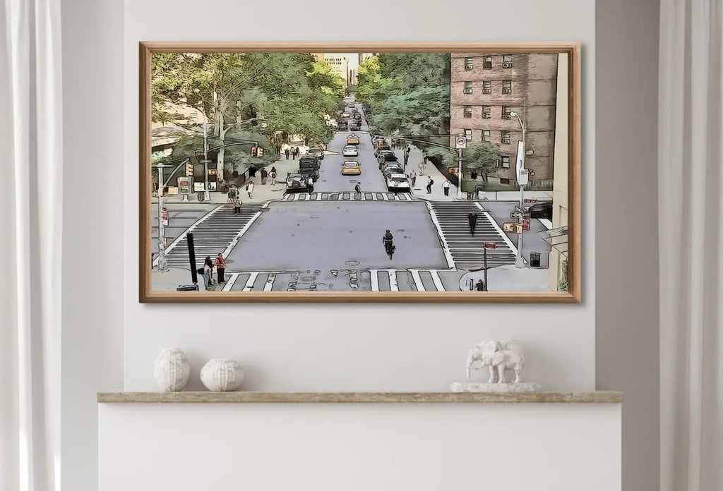 Detail view of artwork from Samsung Frame TV Art 4K New York City Wall Art Urban Decor. Instant Download New York Street Digital Painting for the Frame TV. Art for TV. (variation 1)