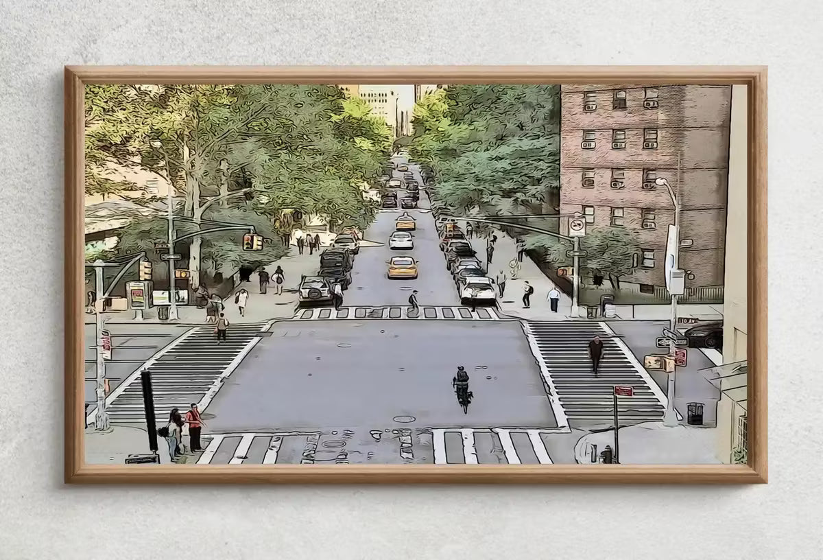 Samsung Frame TV Art 4K New York City Wall Art Urban Decor. Instant Download New York Street Digital Painting for the Frame TV. Art for TV – Frame TV  Art