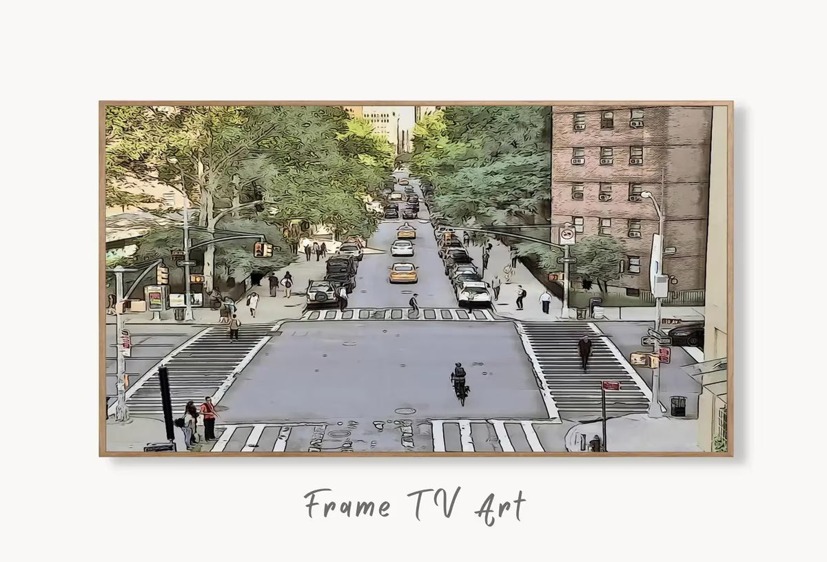 Samsung Frame TV Art 4K New York City Wall Art Urban Decor. Instant Download New York Street Digital Painting for the Frame TV. Art for TV – Frame TV  Art