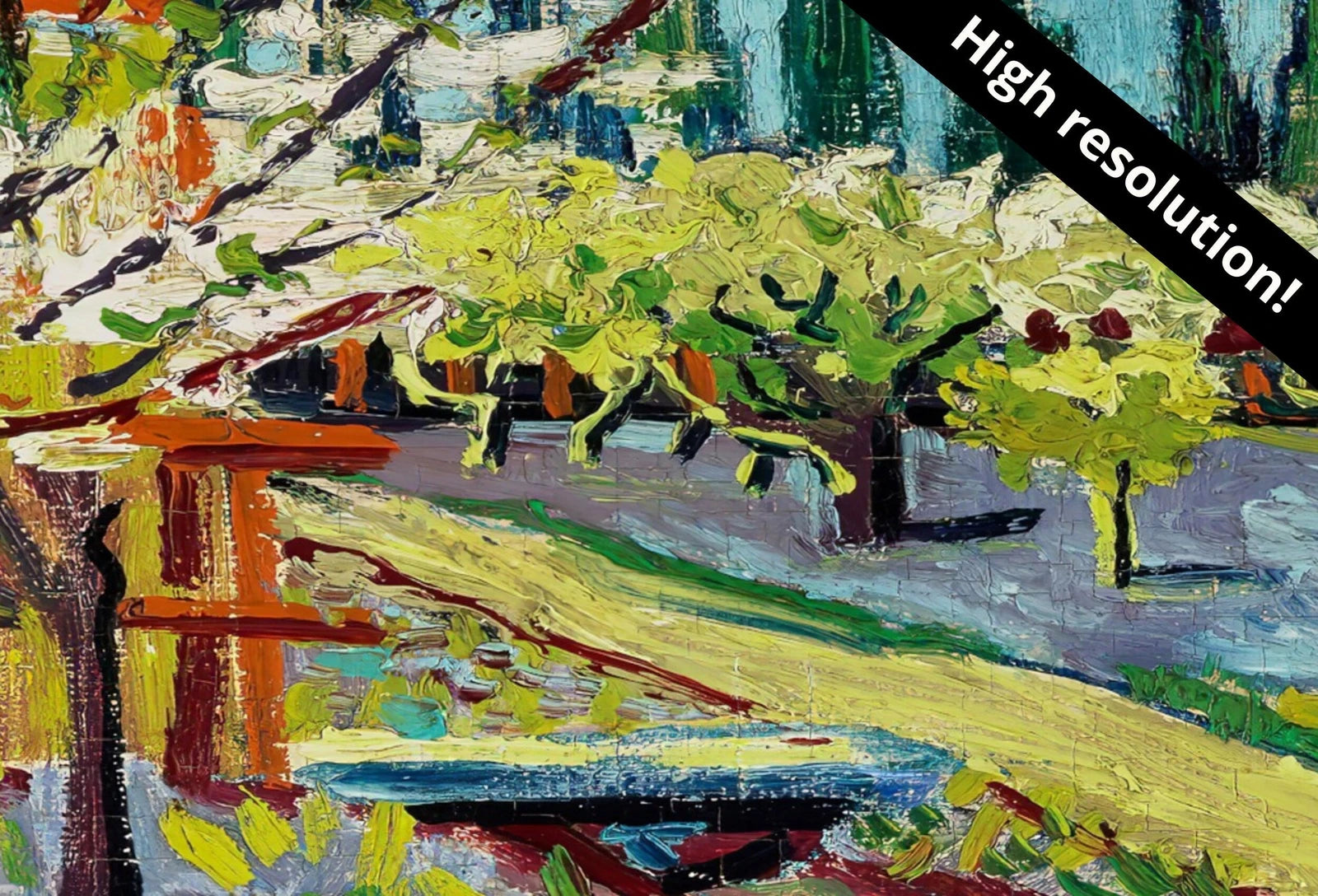 Samsung Frame TV Art 4K Orchard Bordered by Cypresses Famous Vincent van Gogh Painting. Instant Download van Gogh Landscape for the Frame TV – Frame TV Digital Download Art – Digital Download