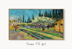 Samsung Frame TV Art 4K Orchard Bordered by Cypresses Famous Vincent van Gogh Painting. Instant Download van Gogh Landscape for the Frame TV – Frame TV  Art