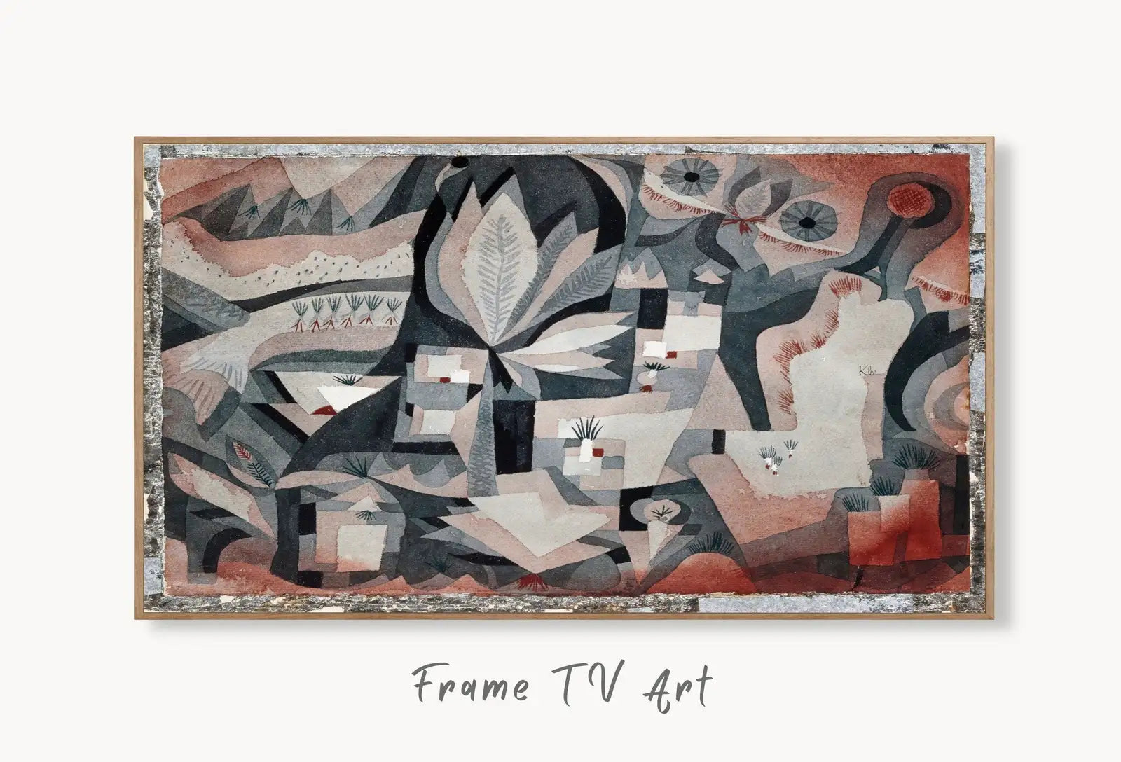 Samsung Frame TV Art 4K Paul Klee 1921 Garden Abstract Painting. Instant Download Vintage Famous Painting. Paul Klee Art for Frame TV displayed on Samsung Frame TV on a living room wall.