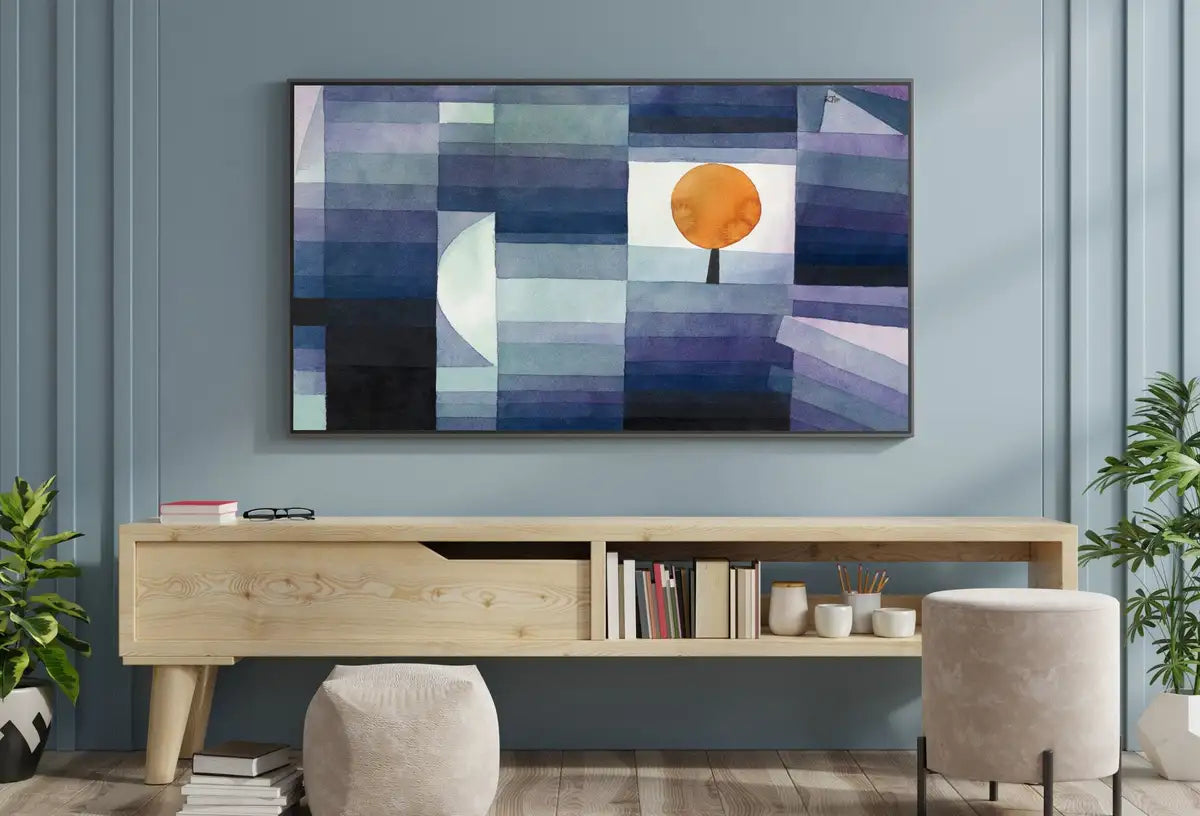 Detail view of artwork from Samsung Frame TV Art 4K Paul Klee Blue Abstract Painting. Instant Download Vintage Famous Abstract Painting. Paul Klee Art for Frame TV. (variation 2)