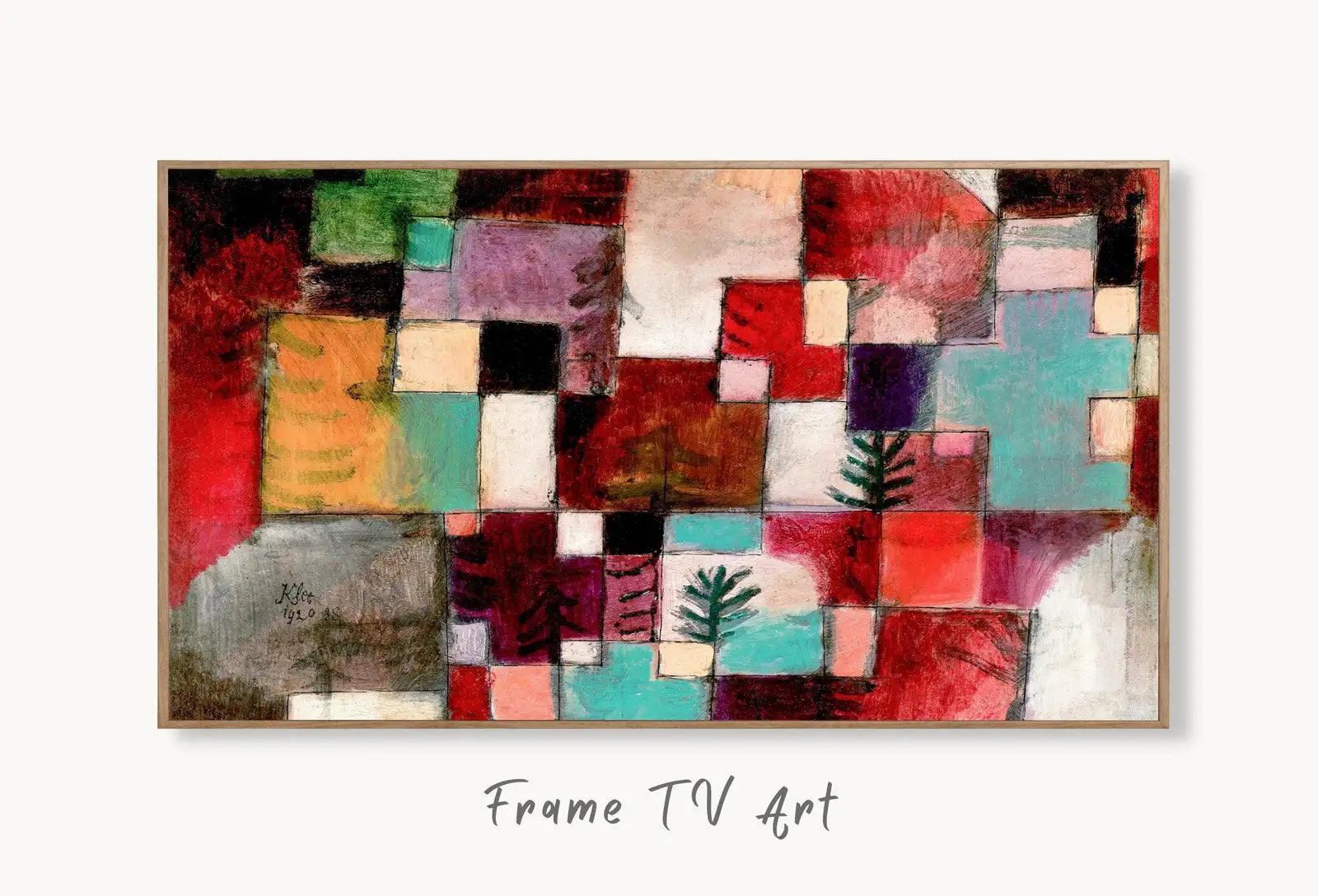 Samsung Frame TV Art 4K Paul Klee Colorful Abstract Painting. Instant Download Vintage Famous Abstract Painting. Paul Klee Art for Frame TV displayed on Samsung Frame TV on a living room wall. (variation 1)
