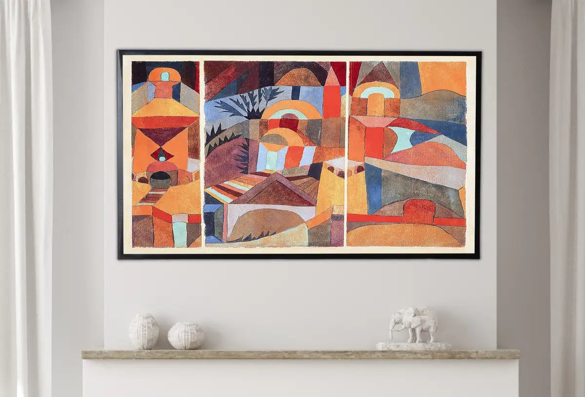 Detail view of artwork from Samsung Frame TV Art 4K Paul Klee Temple Gardens Abstract Painting. Instant Download Vintage Famous Abstract Painting. Klee Art for Frame TV. (variation 2)