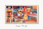 Samsung Frame TV Art 4K Paul Klee Temple Gardens Abstract Painting. Instant Download Vintage Famous Abstract Painting. Klee Art for Frame TV displayed on Samsung Frame TV on a living room wall.