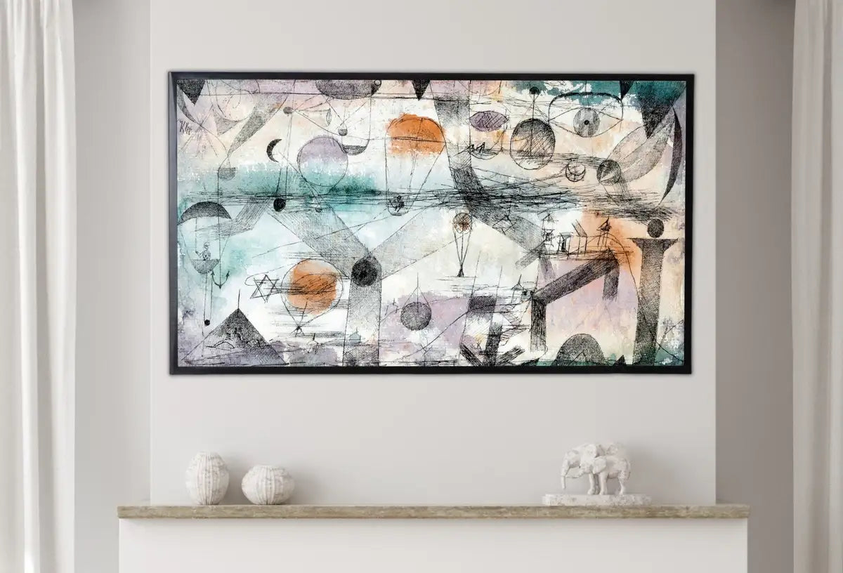 Art abstrait “Le Royaume de l’Air” de Paul Klee : Téléchargement instantané d’une œuvre d’art abstrait vintage célèbre de Klee, adaptée pour les téléviseurs 4K.