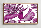 Detail view of artwork from Samsung Frame TV Art 4K Pink Tropical Leaves Botanical Wall Art. Instant Download Nature Digital Painting. Palm Leaf Art for the Frame TV. (variation 2)