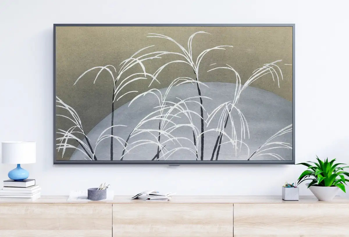Detail view of artwork from Samsung Frame TV Art 4K Plants and Moon Vintage Japanese Wall Art. Instant Download Antique Japanese Art for the Frame TV. Vintage Wall Art. (variation 2)