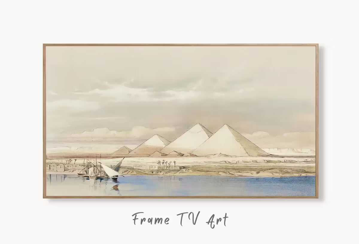 Samsung Frame TV Art 4K Pyramids & the Nile Landscape Ancient Egyptian Wall Art. Instant Download Antique Vintage Egyptian Art for Frame TV – Frame TV  Art