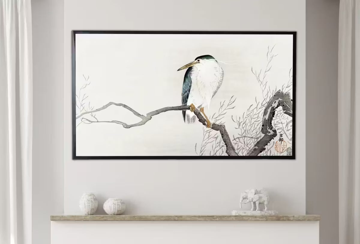 Samsung Frame TV Art 4K Quack on Erratic Branch Vintage Japanese Wall Art. Instant Download Antique Japanese Art for the Frame TV. Bird Art – Frame TV  Art