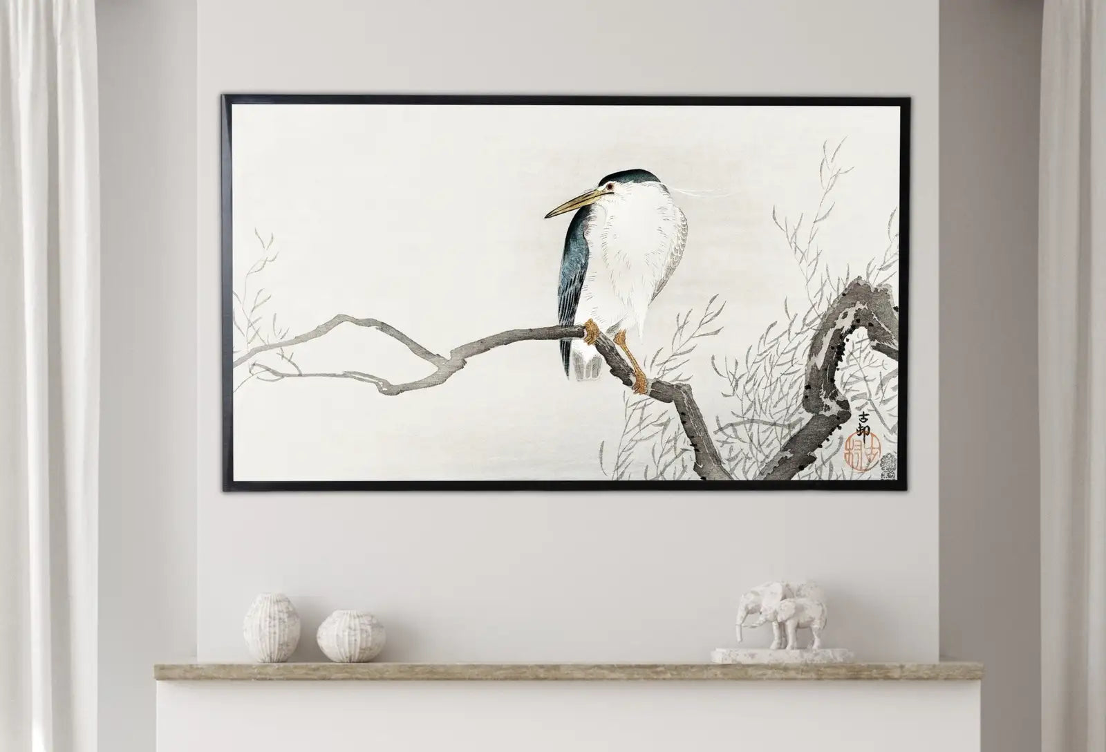 Included artwork preview showing first selection of artworks from Samsung Frame TV Art 4K Quack on Erratic Branch Vintage Japanese Wall Art. Instant Download Antique Japanese Art for the Frame TV. Bird Art.
