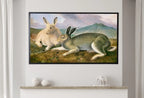 Detail view of artwork from Samsung Frame TV Art 4K Rabbits Vintage Painting. Instant Download Rabbits Wall Animal Nature Art for Samsung Frame TV. Rabbits Art for TV. (variation 2)