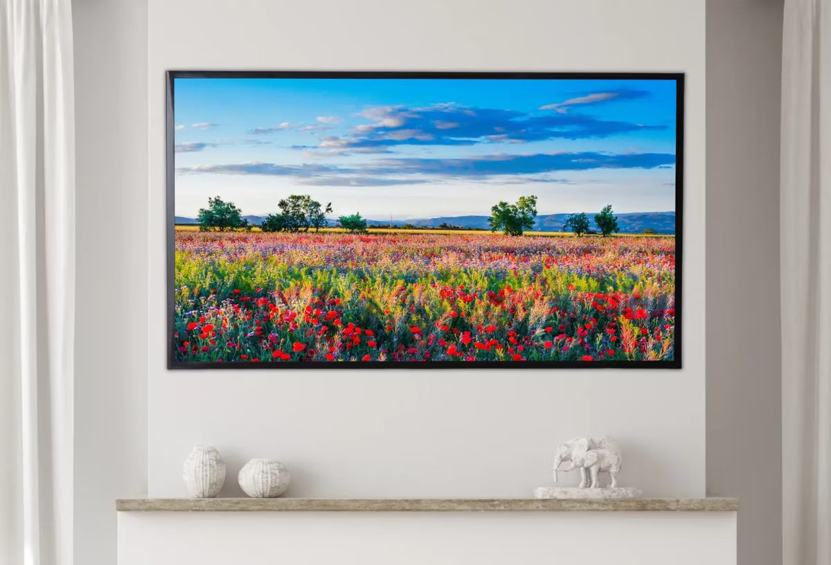 Samsung Frame TV Art 4K Red Poppy Field Spring Landscape Digital Painting. Instant Download Colorful Spring Art for the Frame TV. Art for TV – Frame TV  Art
