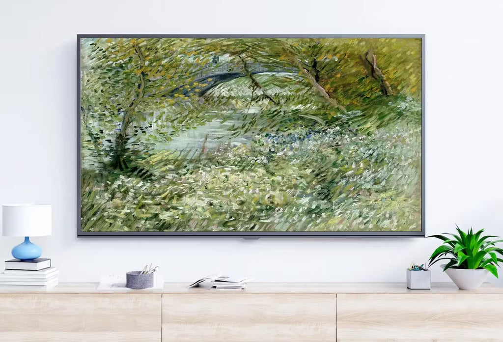 Samsung Frame TV Art 4K River Bank in Springtime Famous Painting by Vincent van Gogh. Instant Download van Gogh Landscape for the Frame TV – Frame TV  Art