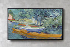 Samsung Frame TV Art 4K River Bank with Boats Famous Painting by Vincent van Gogh. Instant Download van Gogh Landscape for the Frame TV – Frame TV  Art