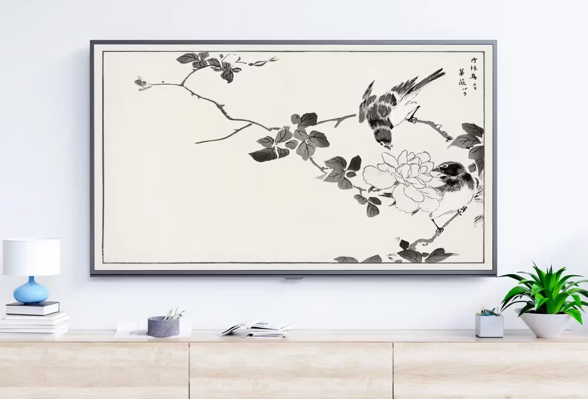 Samsung Frame TV Art 4K Robin and Rose Vintage Japanese Wall Art. Instant Download Antique Japanese Art for the Frame TV. Vintage Wall Art – Frame TV  Art