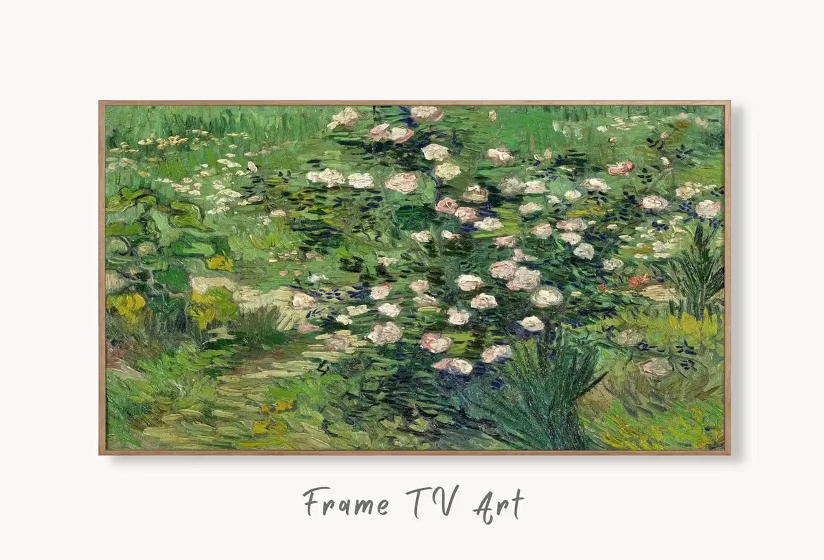 Samsung Frame TV Art 4K Roses in Field Famous Painting by Vincent van Gogh. Instant Download van Gogh Art for Frame TV. Vintage Wall Art – Frame TV  Art