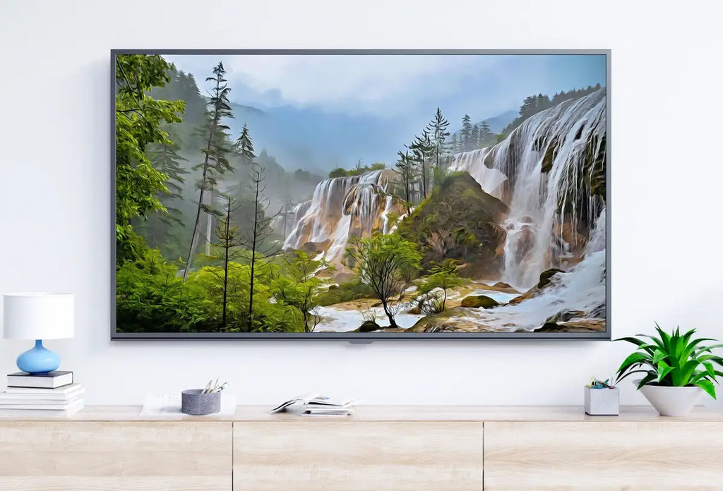Tableau 4K pour Samsung Frame TV - Cascade dans la Forêt, Peinture Numérique. Téléchargement instantané. Art coloré pour la télévision. Art naturel pour le mur.