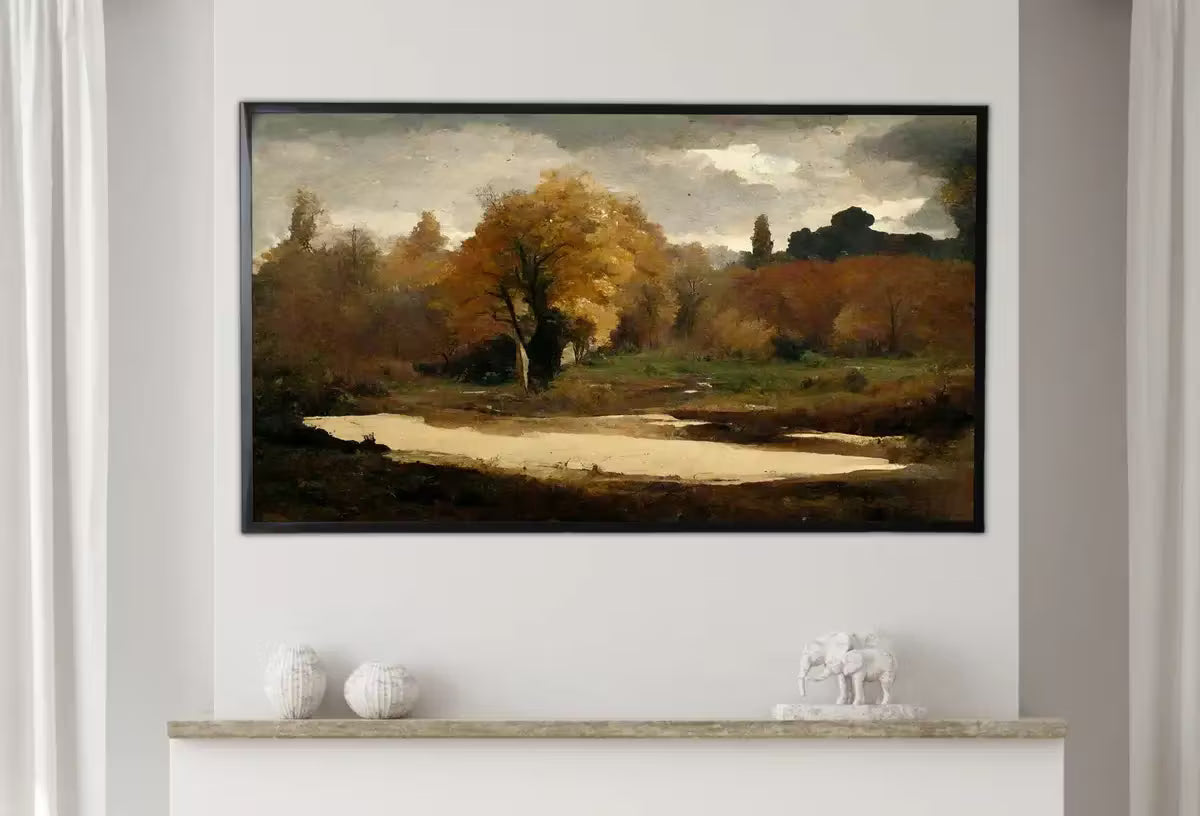 Samsung Frame TV Art 4K Rustic Autumn Landscape Digital Painting. Instant Download Muted Fall Art for the Samsung Frame TV. Moody Art for TV – Frame TV  Art