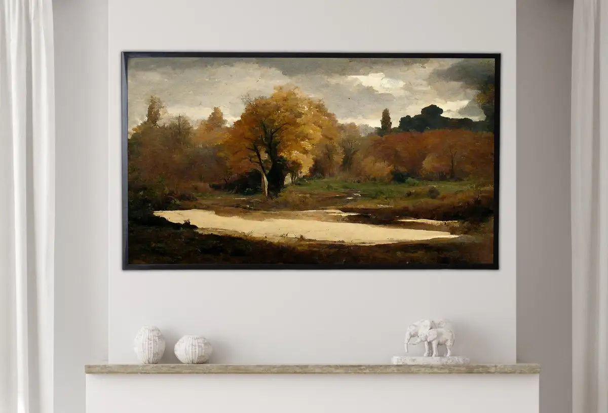 Second included artwork preview from Samsung Frame TV Art 4K Rustic Autumn Landscape Digital Painting. Instant Download Muted Fall Art for the Samsung Frame TV. Moody Art for TV featuring various scenes.
