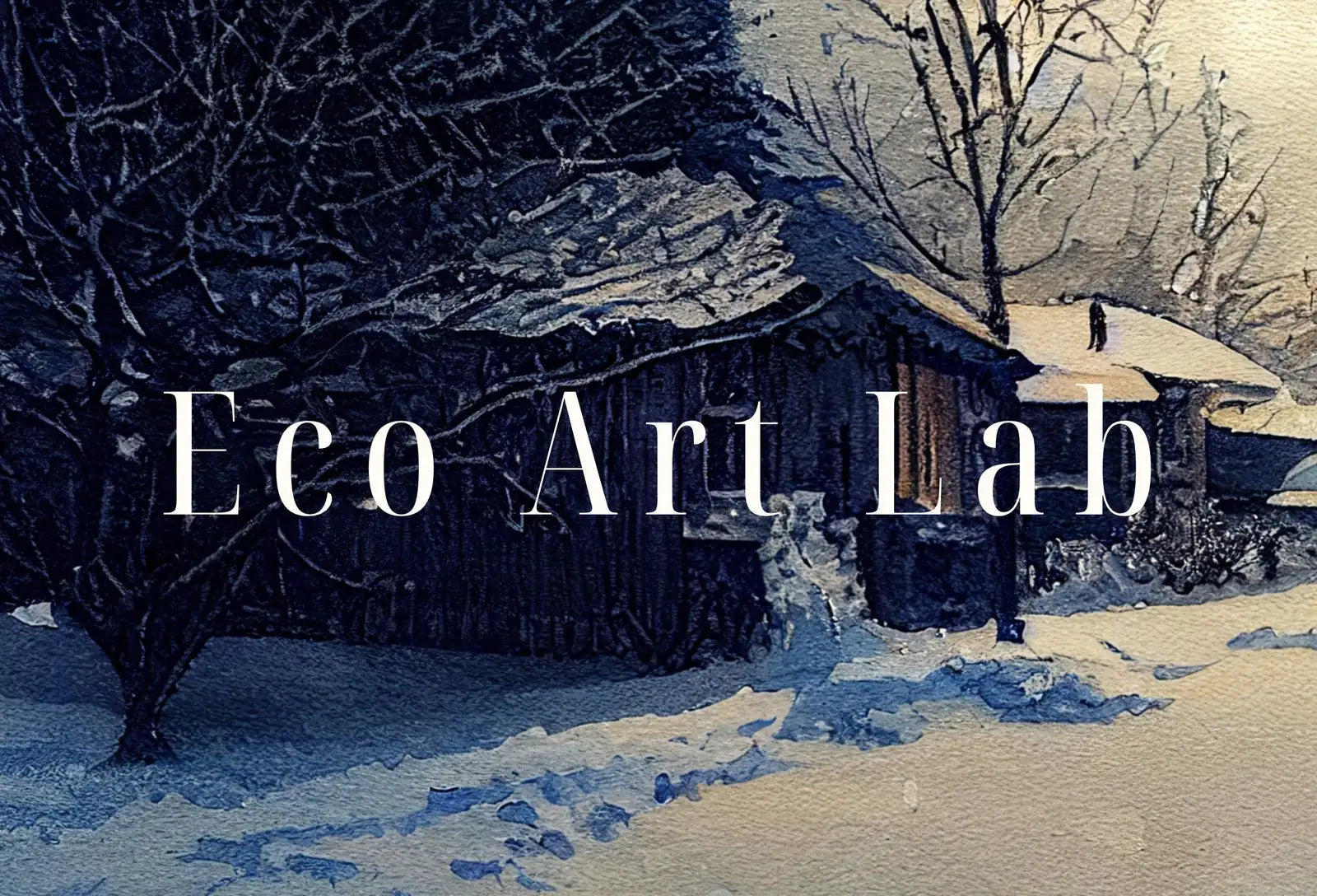Detail view of artwork from Samsung Frame TV Art 4K Rustic Winter Country Landscape Watercolor Painting. Instant Download Sunset Art for Frame TV. Nature Art for TV. (variation 1)