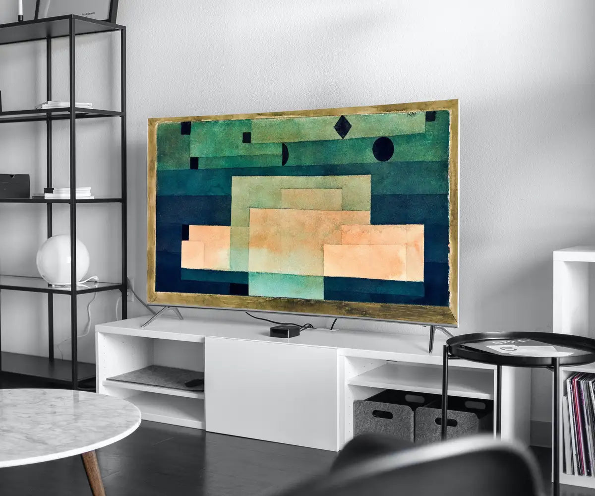 Detail view of artwork from Samsung Frame TV Art 4K Sage Green Wall Art Abstract Painting. Instant Download Vintage Abstract Painting. Paul Klee Art for Frame TV. (variation 2)