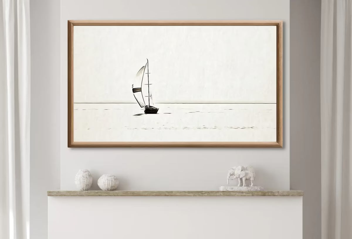 Samsung Frame TV Art 4K Sail Boat At Sea Painting, Nautical Wall Decor. Instant Download Minimalist Boat Art for the Frame TV. Art for TV – Frame TV  Art
