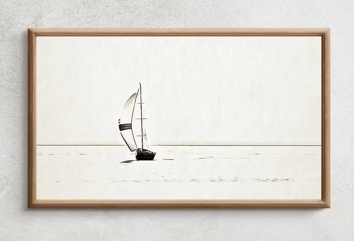 Samsung Frame TV Art 4K Sail Boat At Sea Painting, Nautical Wall Decor. Instant Download Minimalist Boat Art for the Frame TV. Art for TV – Frame TV  Art
