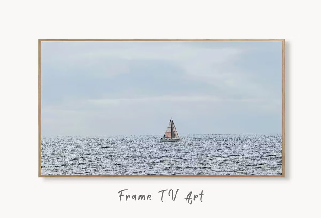 Samsung Frame TV Art 4K Sailboat Digital Painting Nautical Wall Art. Instant Download Boat Painting for the Frame TV. Sailing Art for TV – Frame TV  Art
