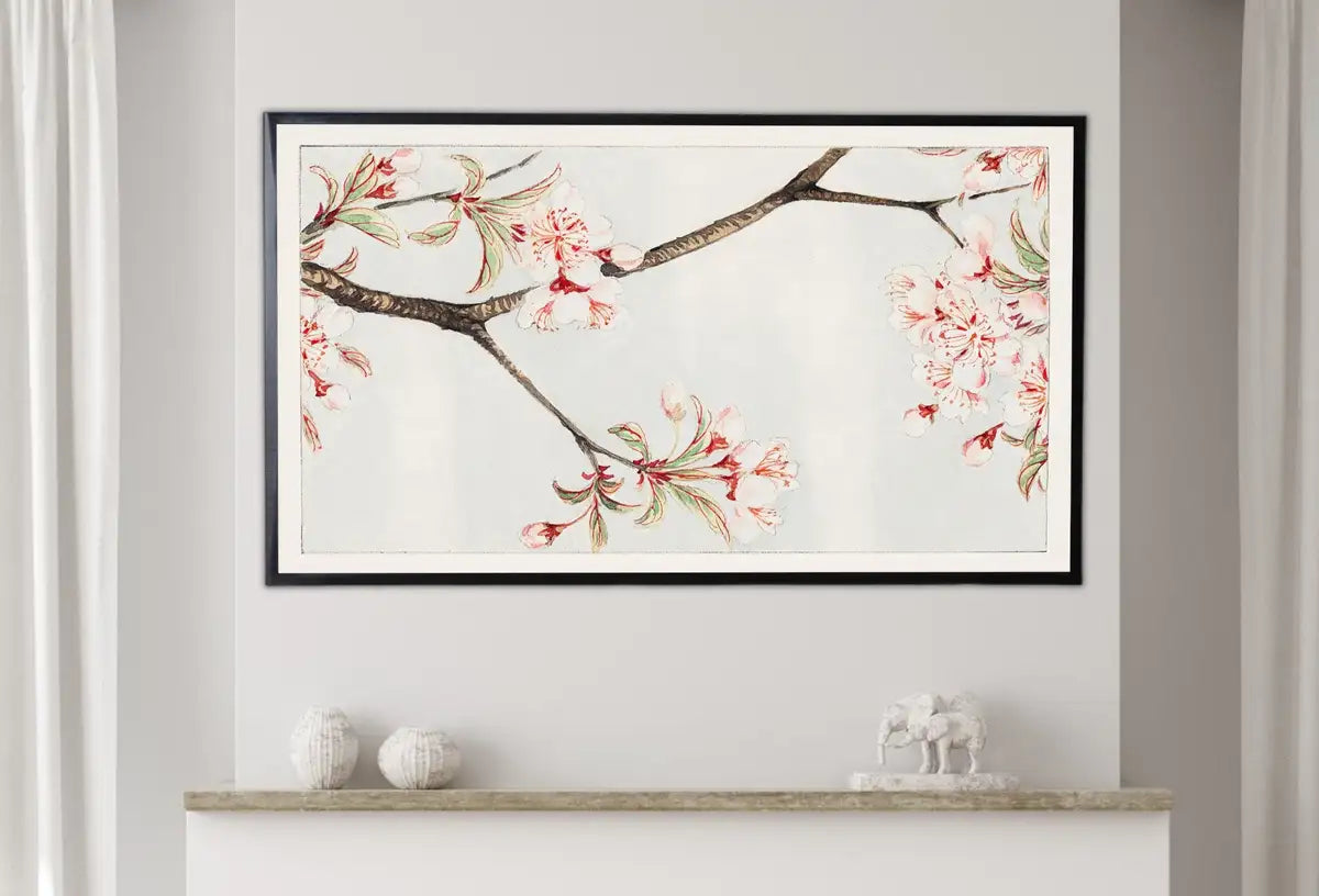 Detail view of artwork from Samsung Frame TV Art 4K Sakura Cherry Blossom Vintage Japanese Art. Instant Download Antique Japanese Art for the Frame TV. Vintage Wall Art. (variation 2)