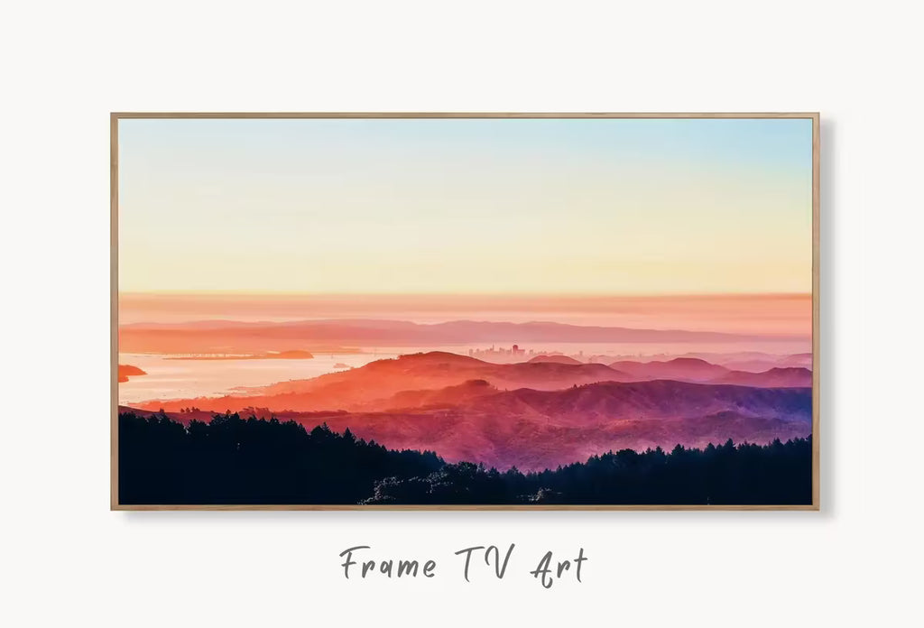 Samsung Frame TV Art 4K San Francisco California Sunset Landscape Digital Painting. Instant Download Art for TV. Colorful Frame TV Art – Frame TV Art Set