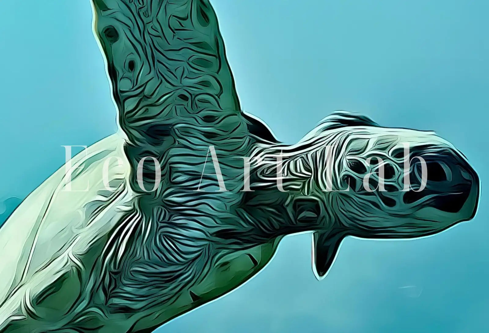 Detail view of artwork from Samsung Frame TV Art 4K Sea Turtle Wall Art Digital Painting. Instant Download Turtle Ocean Art for the Samsung Frame TV. Turtle Art for TV. (variation 1)