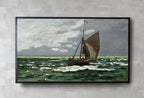 Detail view of artwork from Samsung Frame TV Art 4K Seascape Famous Claude Monet Painting. Instant Download Nautical Wall Art for the Frame TV. Vintage Wall Art. (variation 3)
