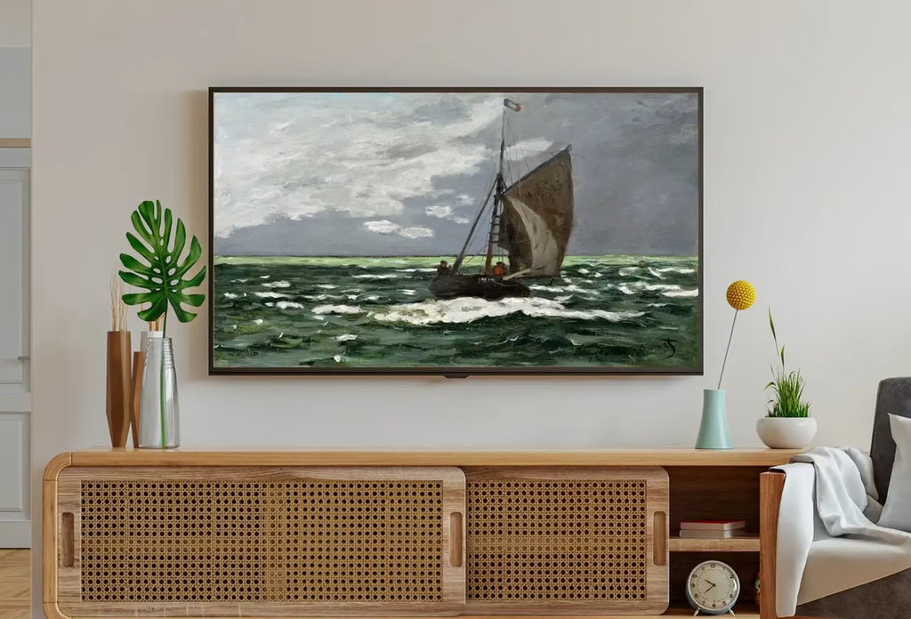 Samsung Frame TV Art 4K Seascape Famous Claude Monet Painting. Instant Download Nautical Wall Art for the Frame TV. Vintage Wall Art – Frame TV  Art
