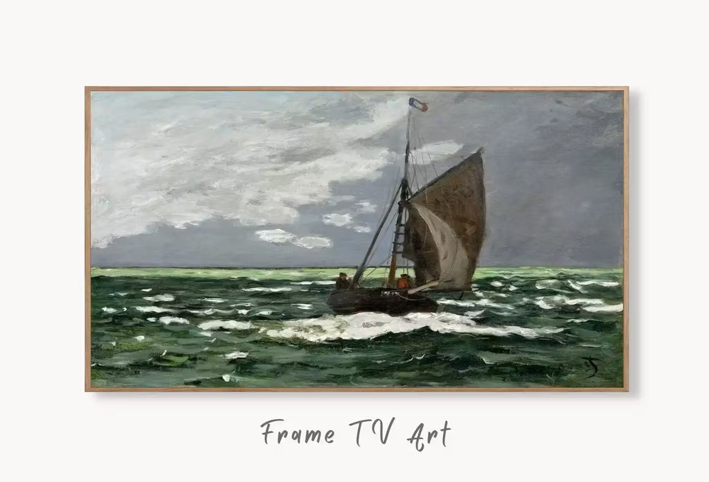 Samsung Frame TV Art 4K Seascape Famous Claude Monet Painting. Instant Download Nautical Wall Art for the Frame TV. Vintage Wall Art – Frame TV  Art